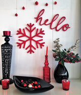 Decorative Wooden Wall Accessory Red Hello, Roșu, 2x20x40 cm