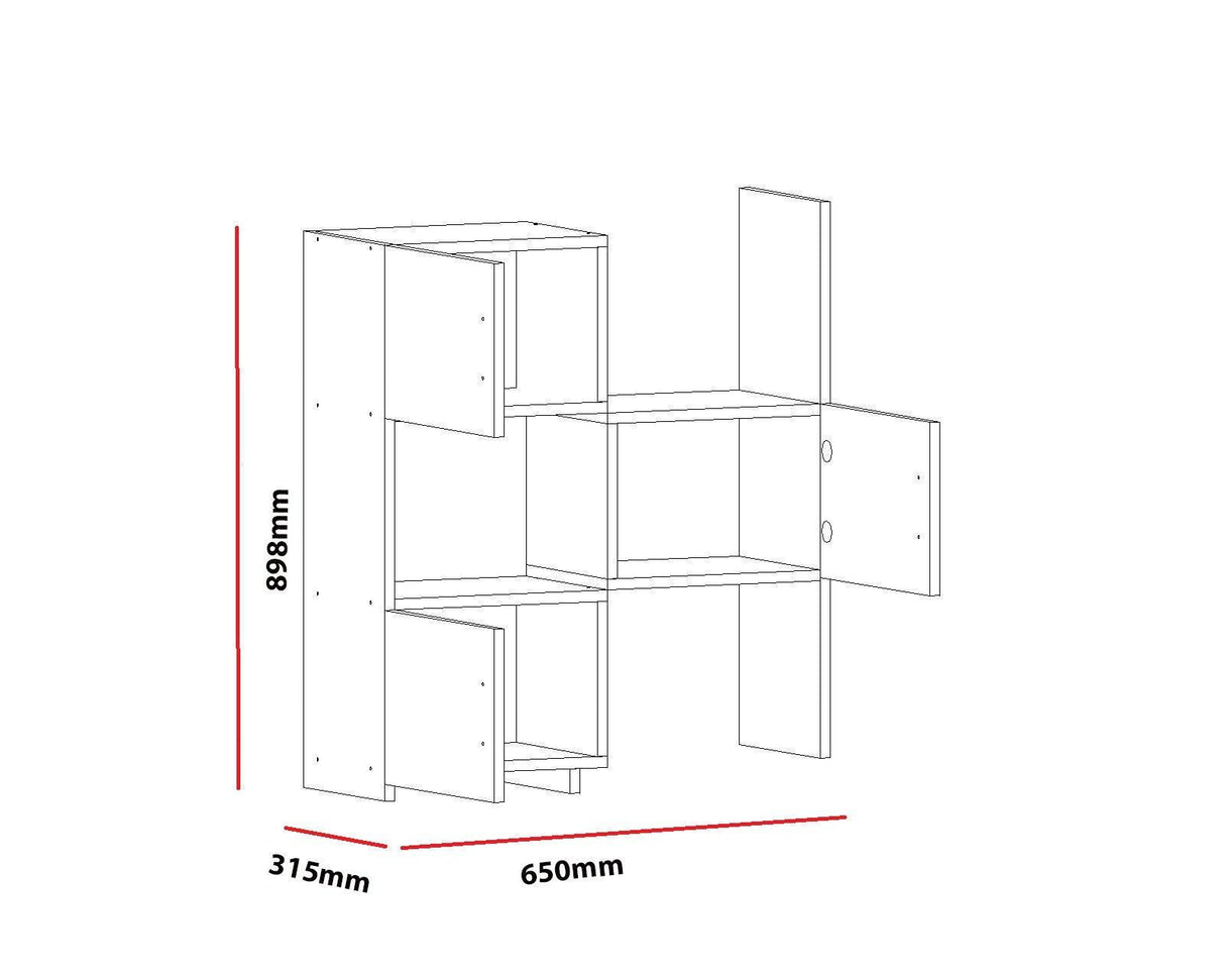 Dulap Baie cu 3 usi si rafturi Kalune Design Anna, Alb, 65 x 90 x 32 cm