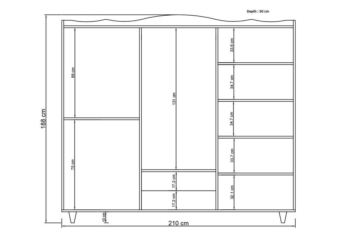 Dulap de Haine Lavinia 716 - White, Alb, 210x186x50 cm