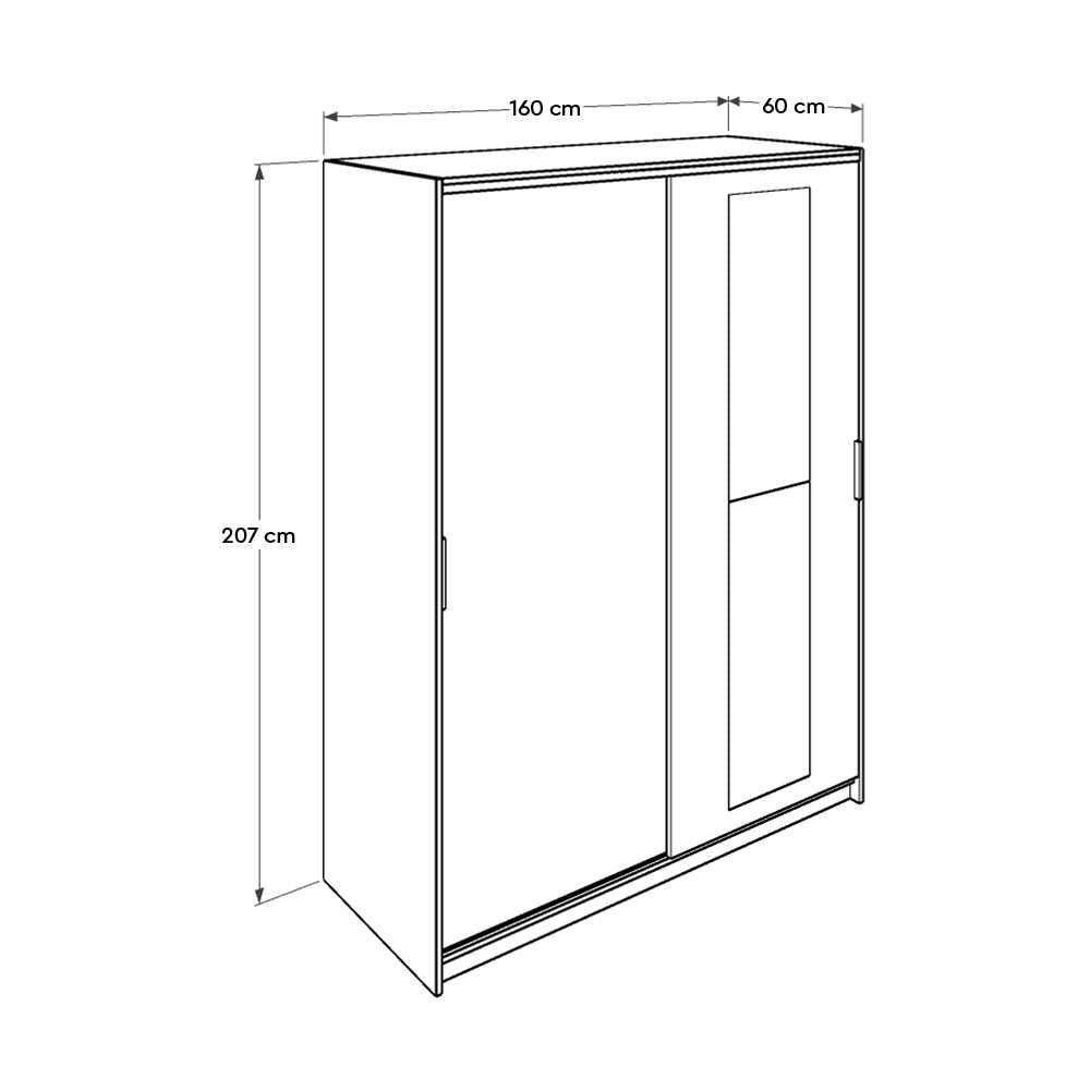 Dulap Haine Adore Elit XL, 2 usi glisante cu oglinda si 3 umarase, Lemn Natural -  Sonoma, 160 x 207 x 60 cm