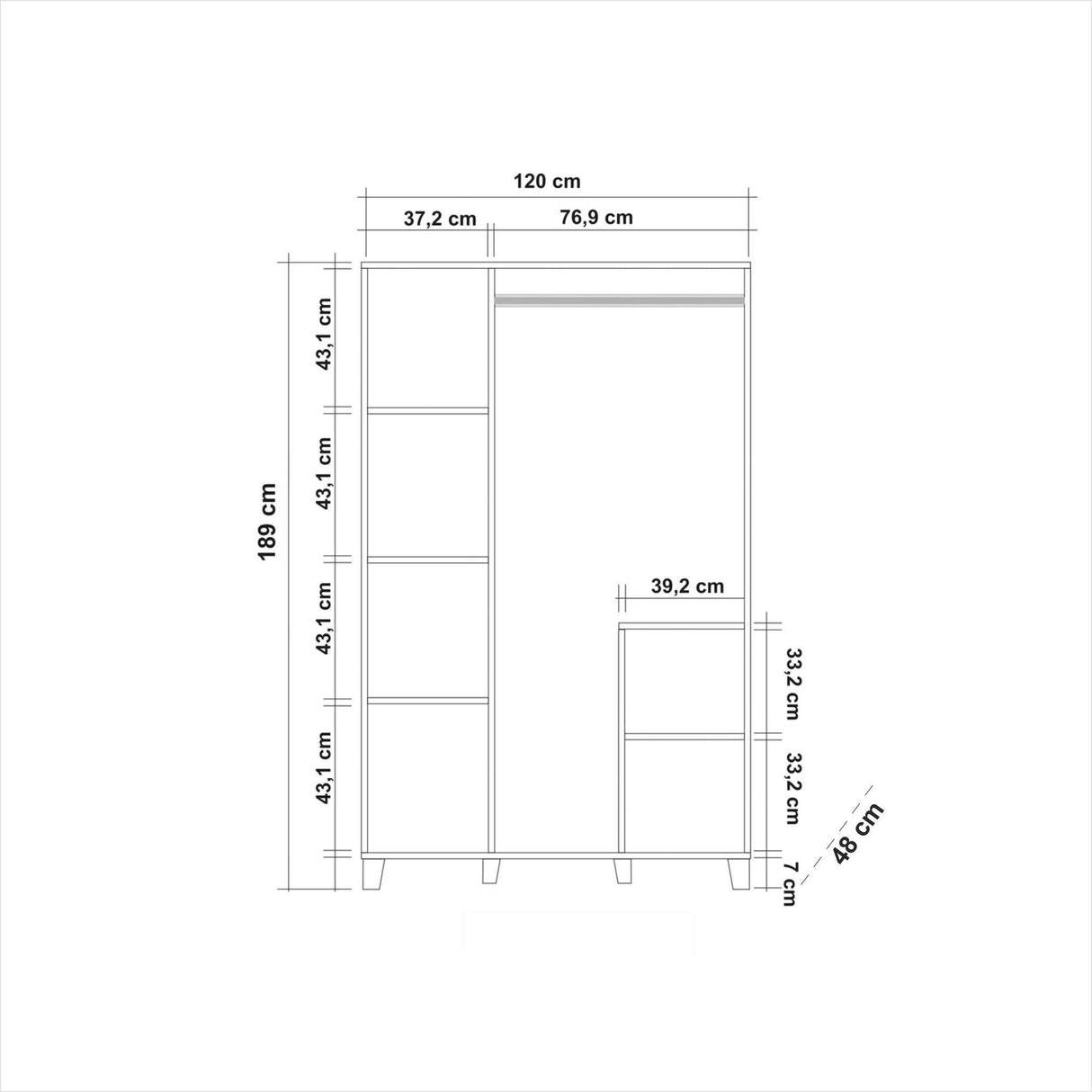 Dulap Haine Hedera 1, Alb, 189x48x120 cm