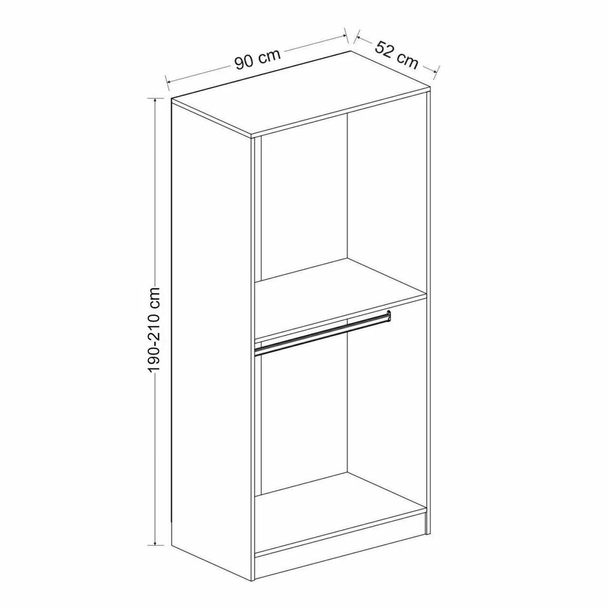 Dulap Haine Kale Chain Mirror - 190, Alb, 90x190x52 cm