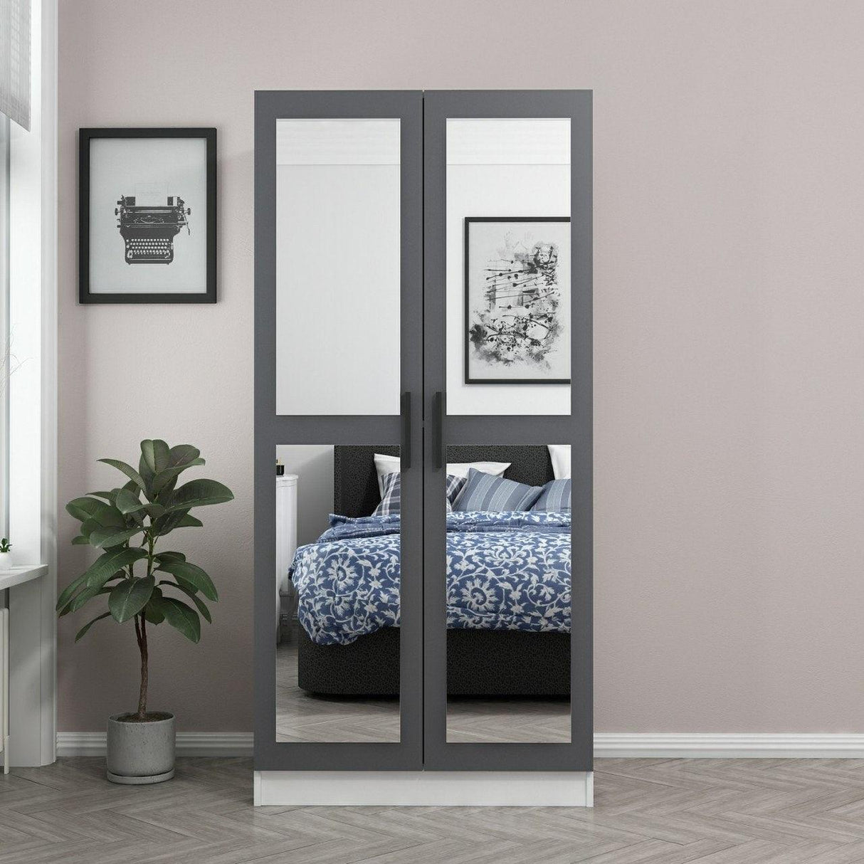 Dulap Haine Kale Mirror - 210, Gri, 90x210x52 cm