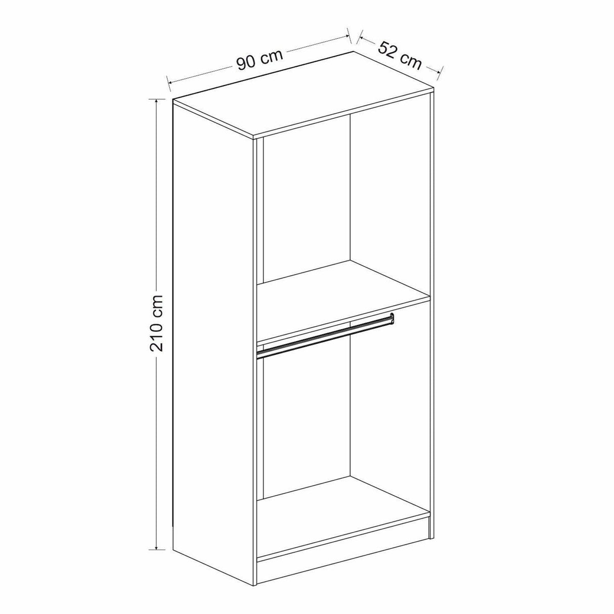 Dulap Haine Kale Plus Membrane - 210, Gri, 90x210x52 cm