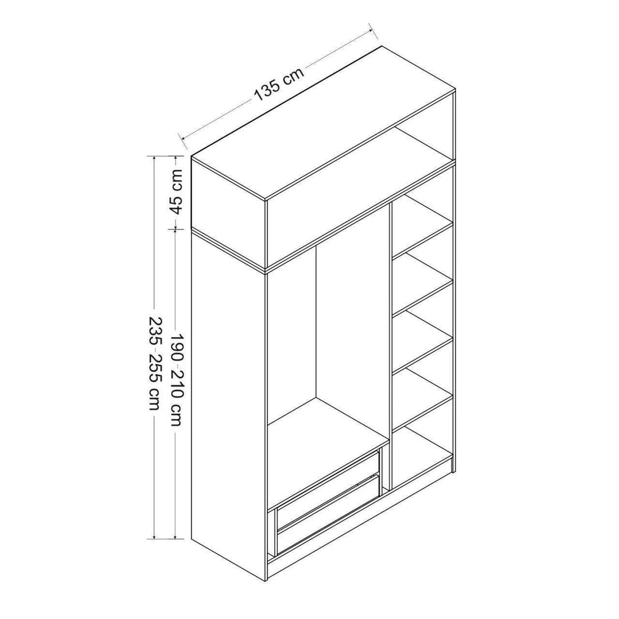 Dulap Haine Minar 235, Alb, 135x235x52 cm