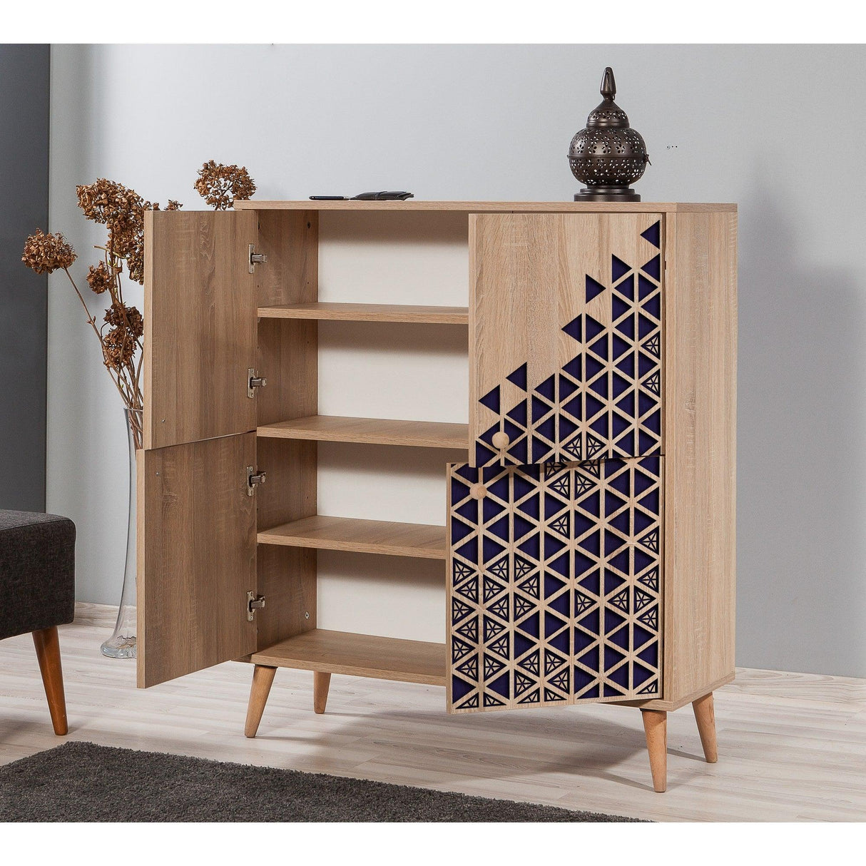 DULAP MULTIFUNCTIONAL MULTİLÜX-120 Multi Purpose Cabinet 4, Stejar Sonoma, 111x36x95 cm