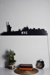 Iluminat decorativ LED NYC Skyline, Albastru, 80 x 24 cm