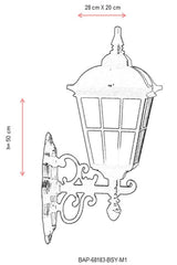 Lampă de perete de exterior BAP 19 Outdoor Wall Lamp, Negru, 28x50x20 cm