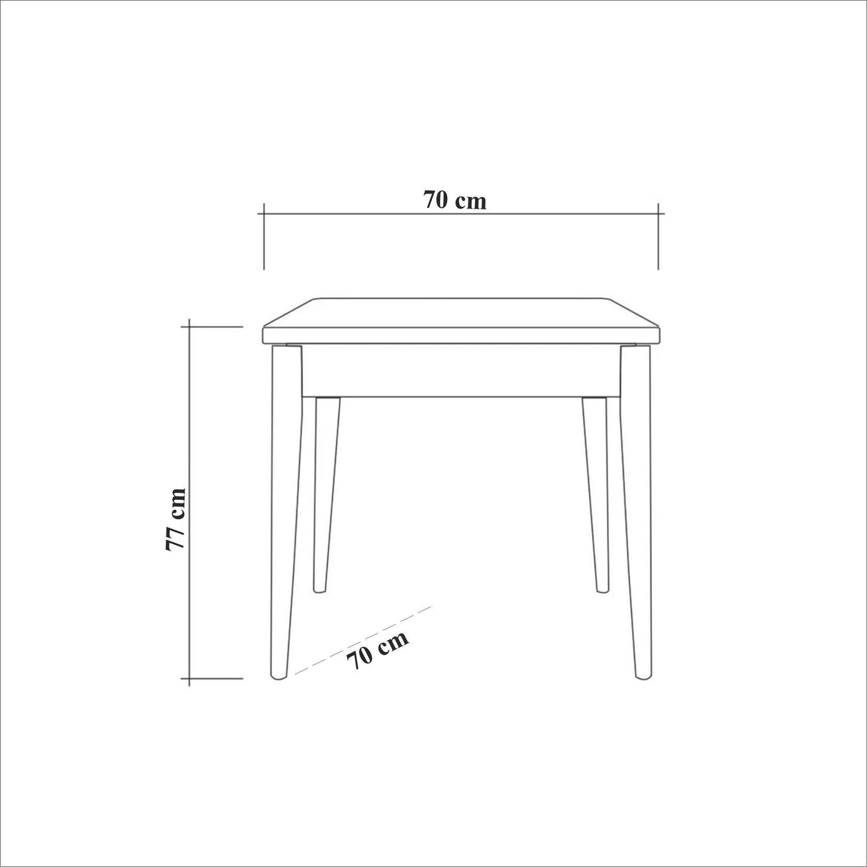 Masă Oliver Kare -  Black Barok Dining Table, Negru, 77x70x70 cm