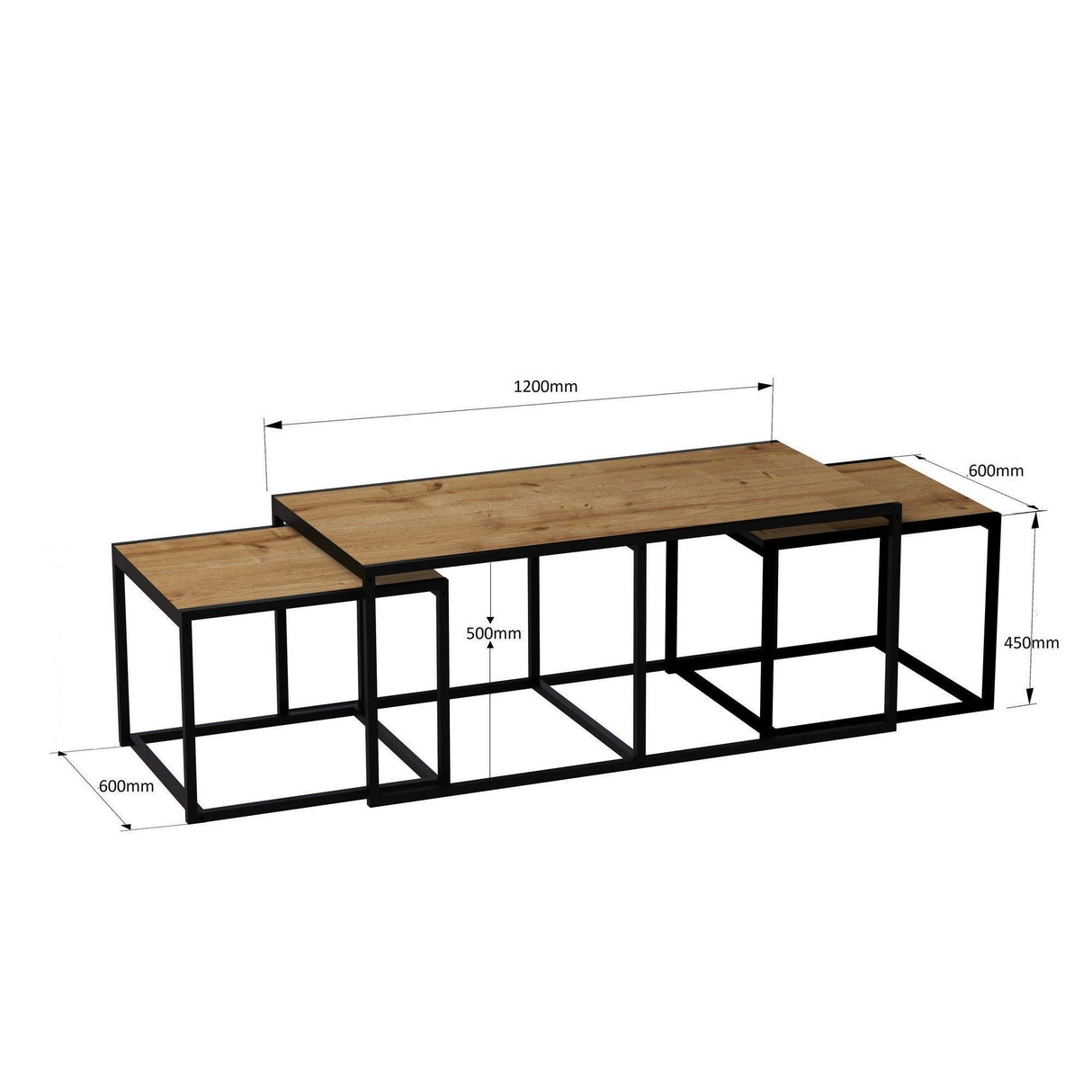 Masuta de cafea Gigante, Stejar, 120x50x60 cm