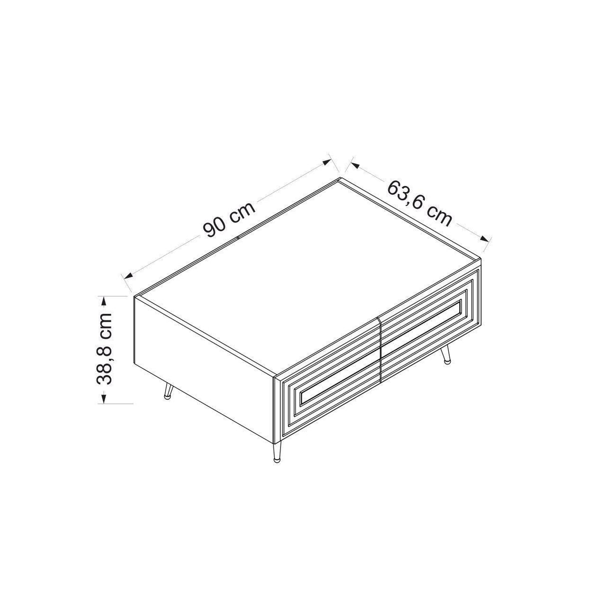 Masuta de Cafea Jose - Anthracite, Gri, 90x40x64 cm