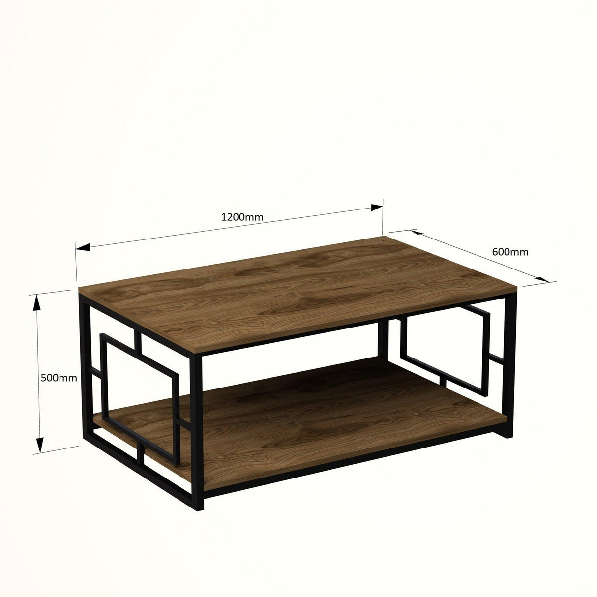 Masuta de cafea Kelvin - Black, Nuc, 120x50x60 cm