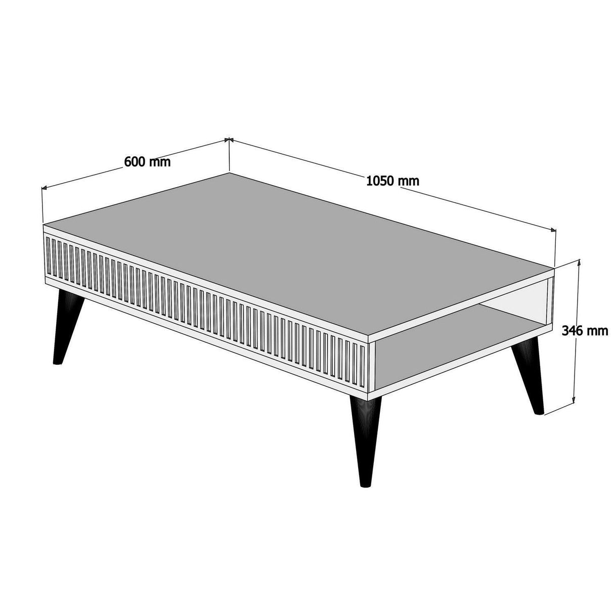 Masuta de cafea Milan - Walnut, White Marble, Nuc, 105x35x60 cm