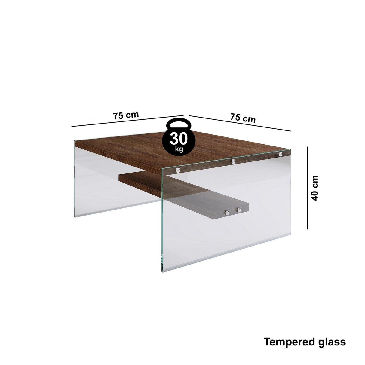 Masuta de cafea S100, Nuc, 75x40x75 cm