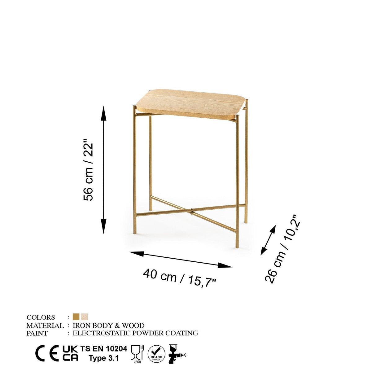 Măsuță de cafea SHB-003-A, Aur, 26x56x40 cm