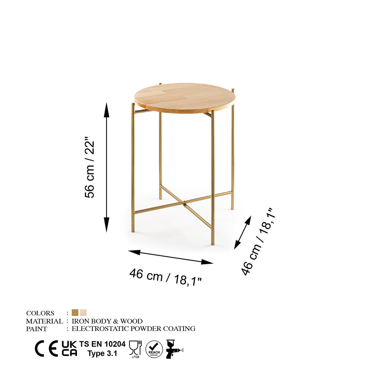 Măsuță de cafea SHB-004-A, Aur, 46x56x46 cm