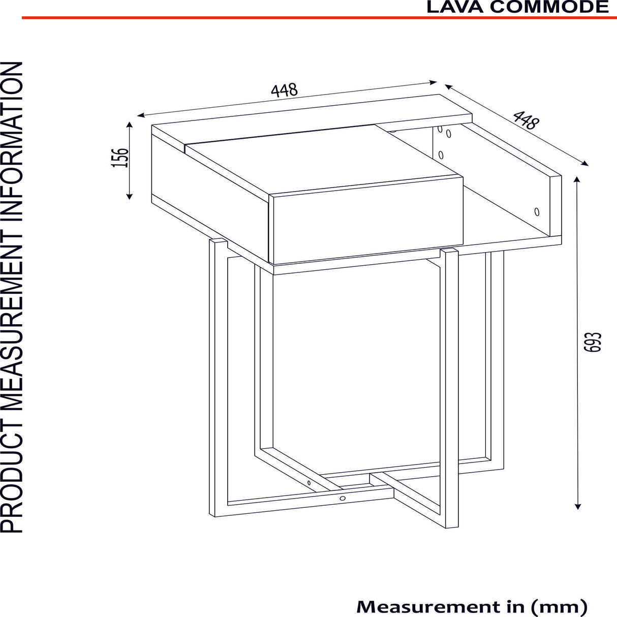 Tabel lateral Byn, Nuc, 44,8x69,3x44,8 cm