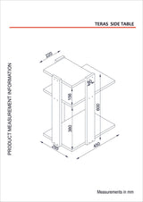 Tabel lateral sadone, Alb, 45x60x29,5 cm