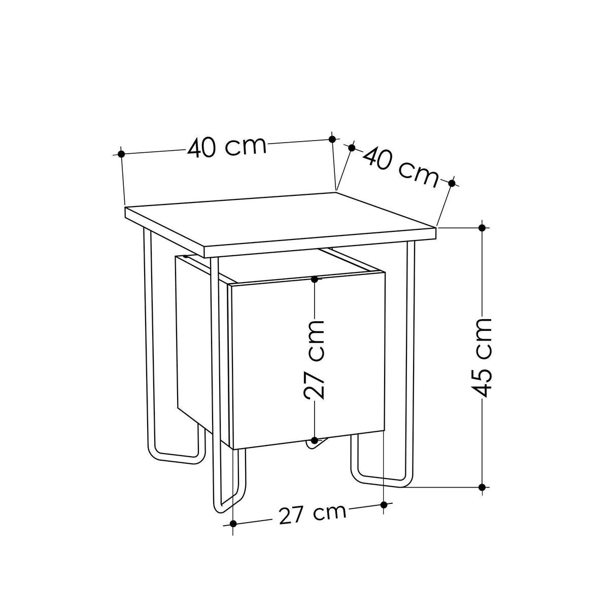 Noptiera Acres Nightstand - Dark Coffee, Maro inchis, 40x45x40 cm