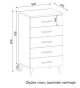 Noptiera Melinda, Alb, 50x87,6x37,5 cm