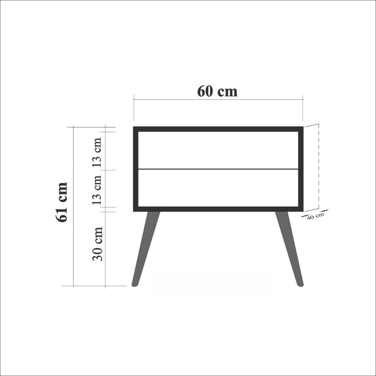 Noptiera Two - Nightstand 11, Stejar Sonoma, 61x40x60 cm