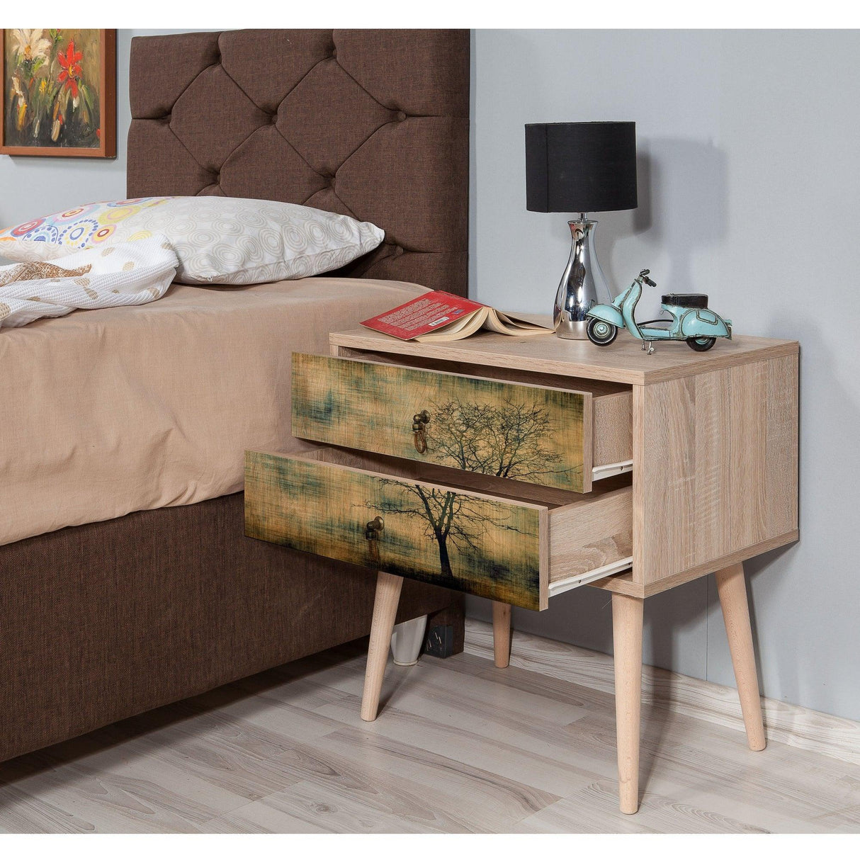 Noptiera Two - Nightstand 13, Stejar Sonoma, 61x40x60 cm