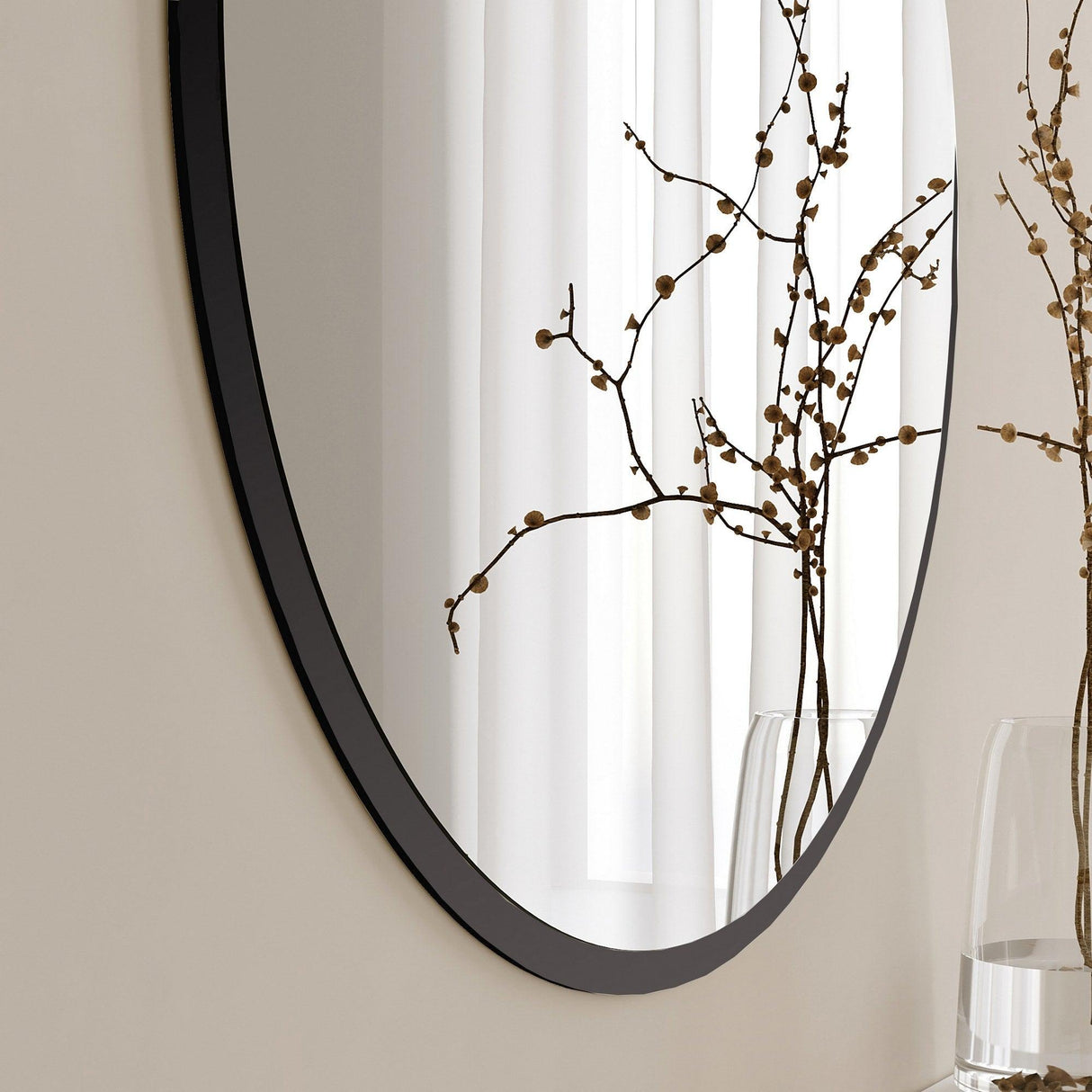 Oglinda decorativa Yuvarlak Mirror - Black, Negru, 2x60x60 cm