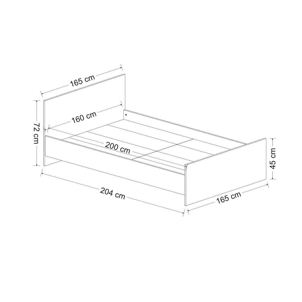 Pat dublu Kale Bedstead, Alb, 165x72x204 cm