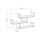 Raft de perete Buse 3 rafturi, Alb, 119 x 67 x 23 cm