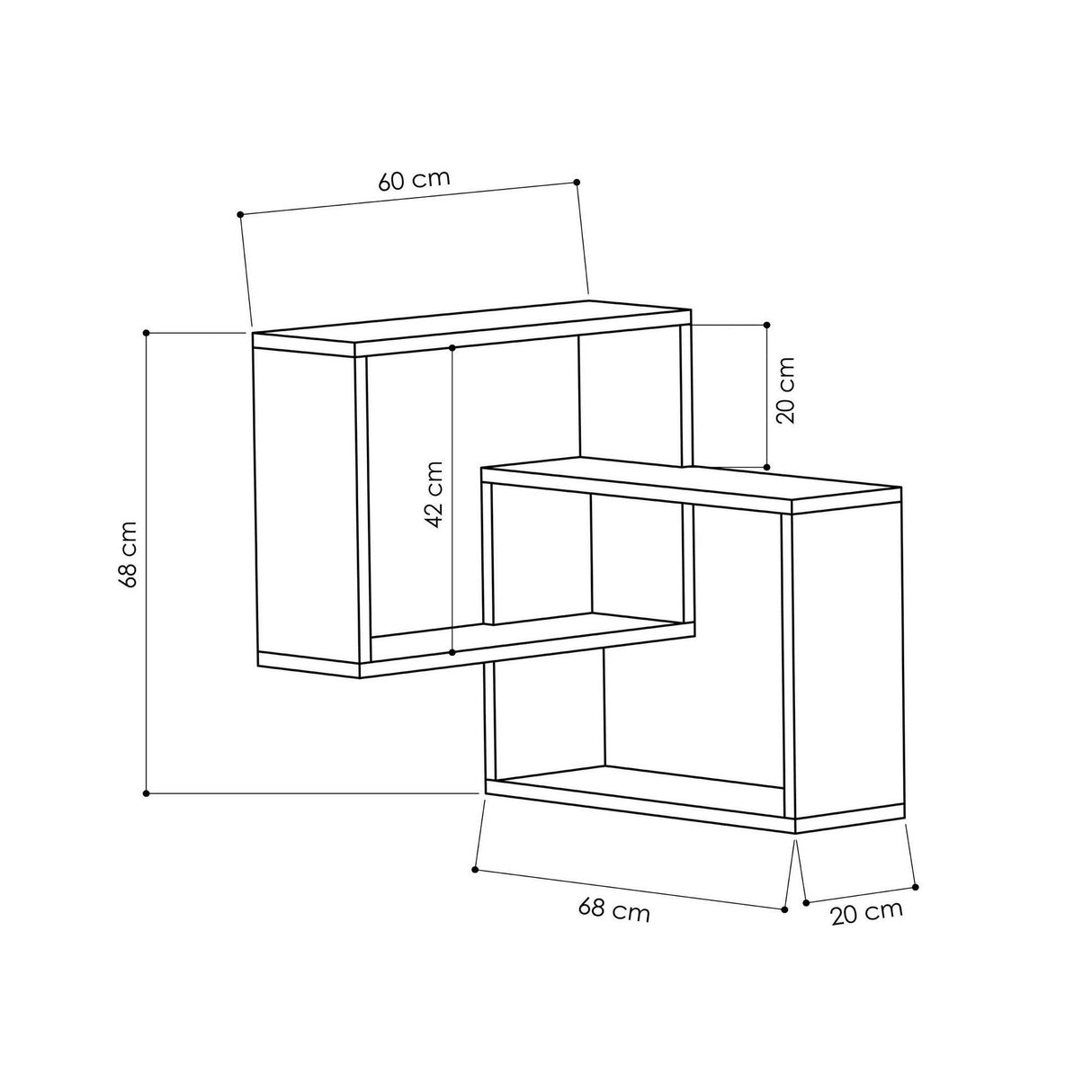 Raft de perete Ring - Sonoma Oak, Stejar Sonoma, 60x68x68 cm