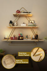 Raft de perete Wall Shelf  Triangle -1, Aur, 15x53x60 cm