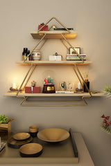 Raft de perete Wall Shelf  Triangle -1, Aur, 15x53x60 cm