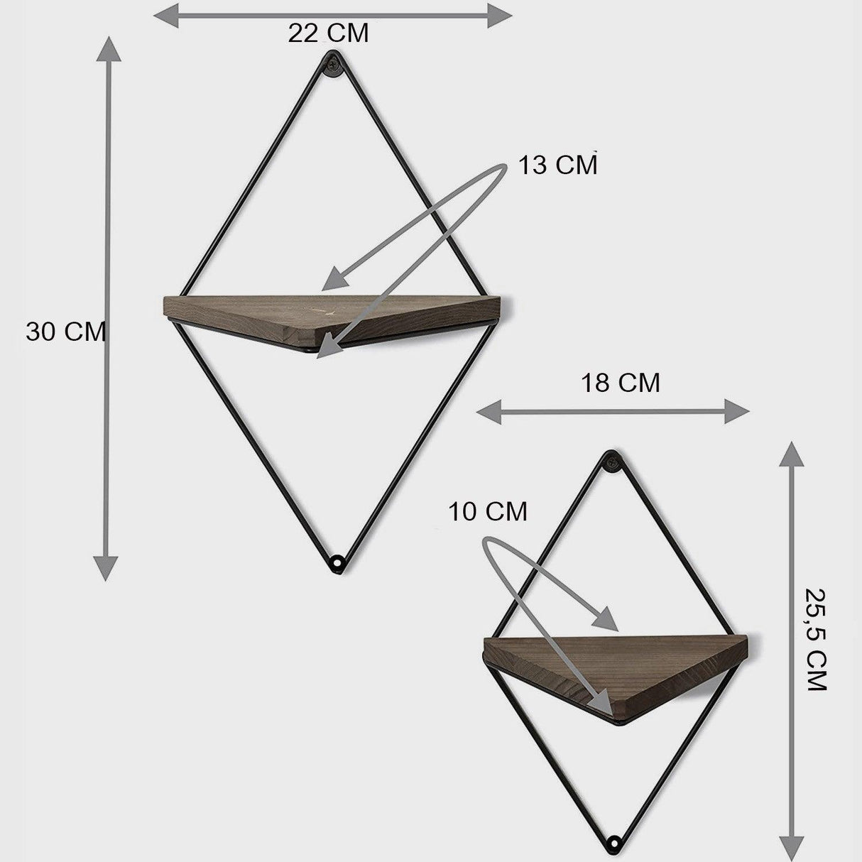 Raft decorativ de perete din lemn WR043, Nuc, 10x26x18 cm