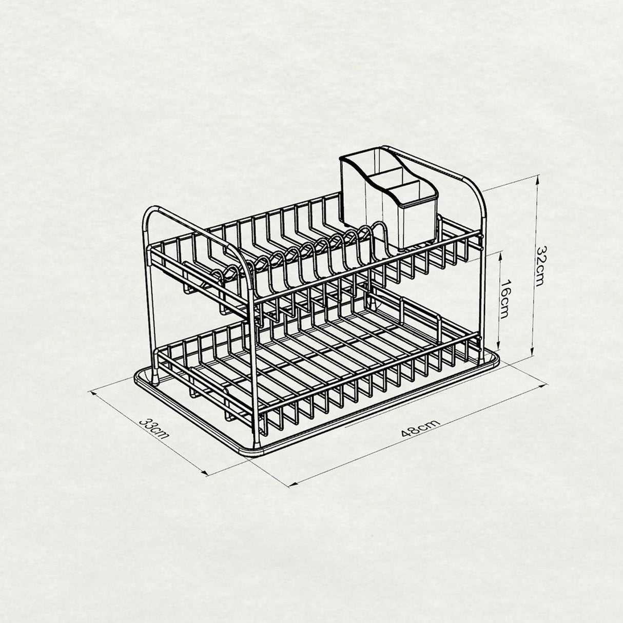 Raft pentru vase Dish Rack Artistic 1, Crom, 48x33x32 cm