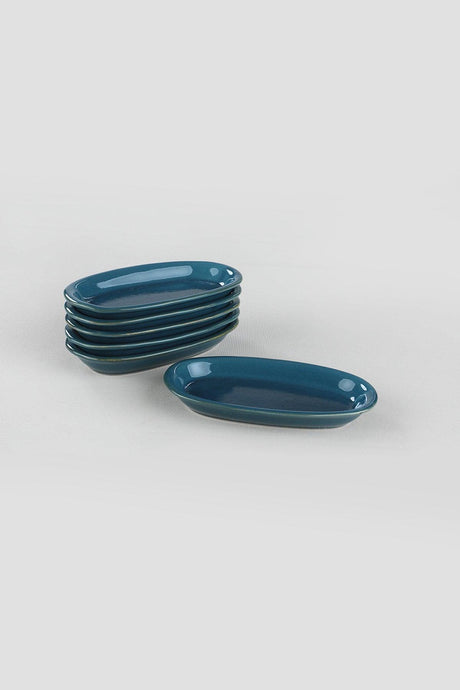 Set 6 Platouri Estelle, Ceramica, Albastru, 16 cm