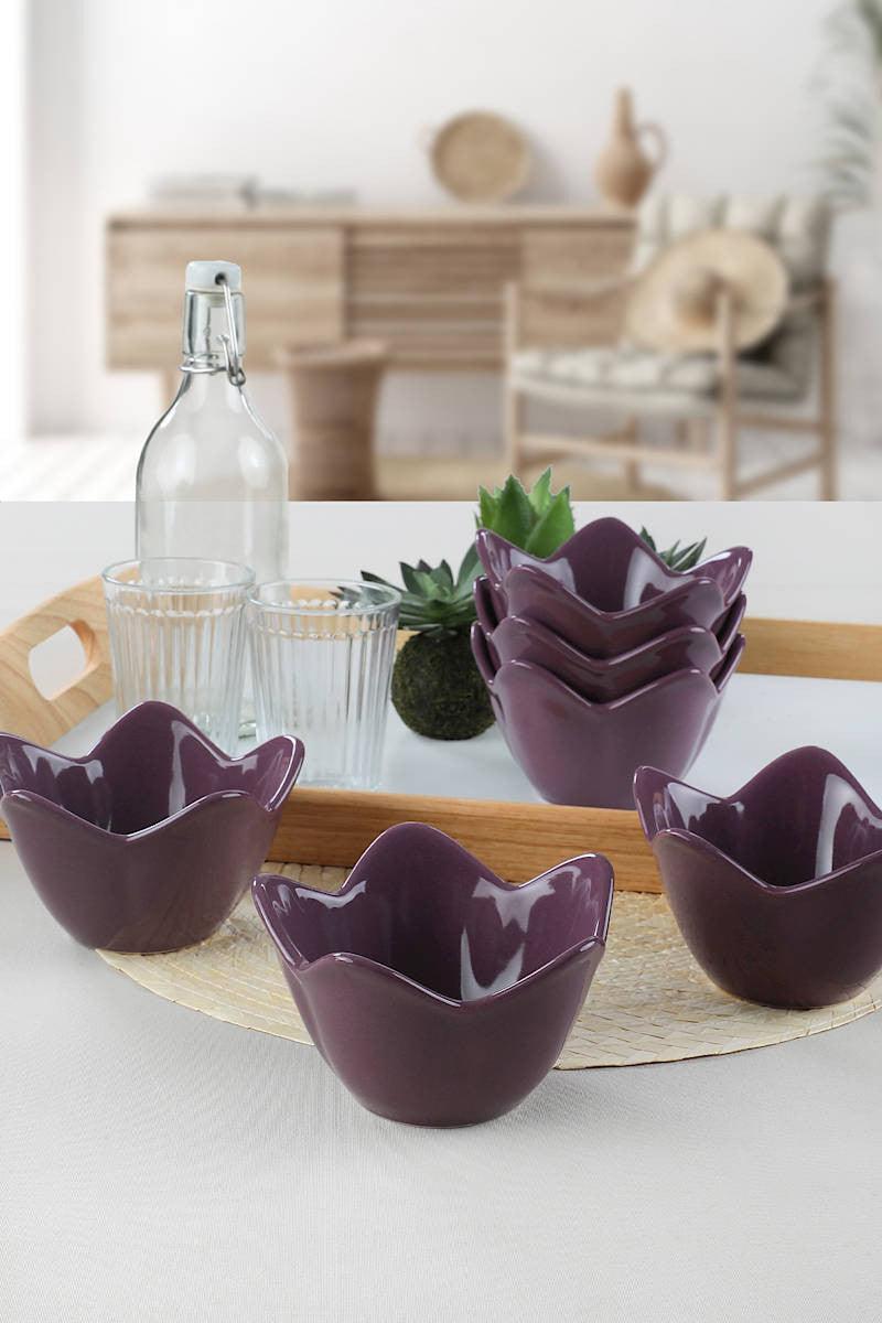 Set boluri ceramice Purple Lily Cookie 12 Cm 6 Pieces, Violet, 12x7.5x7.5 cm