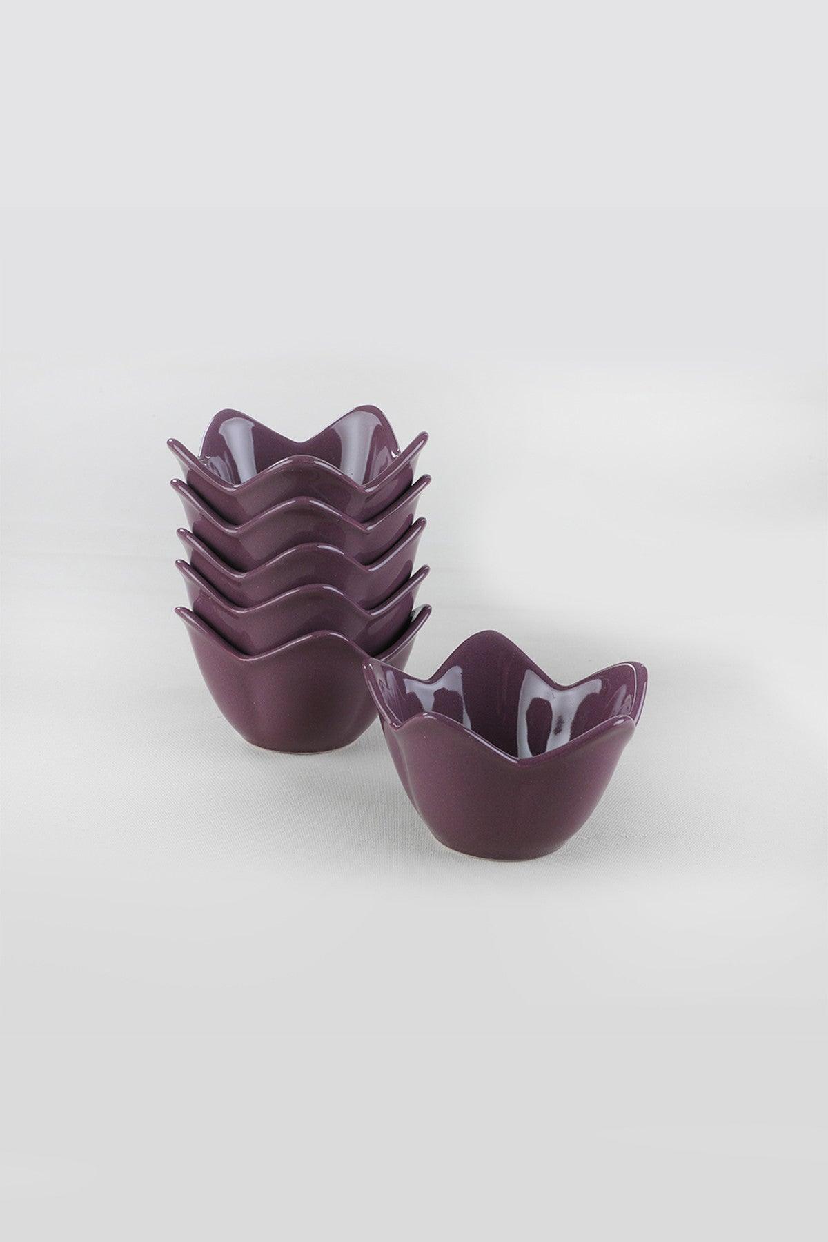 Set boluri ceramice Purple Lily Cookie 12 Cm 6 Pieces, Violet, 12x7.5x7.5 cm