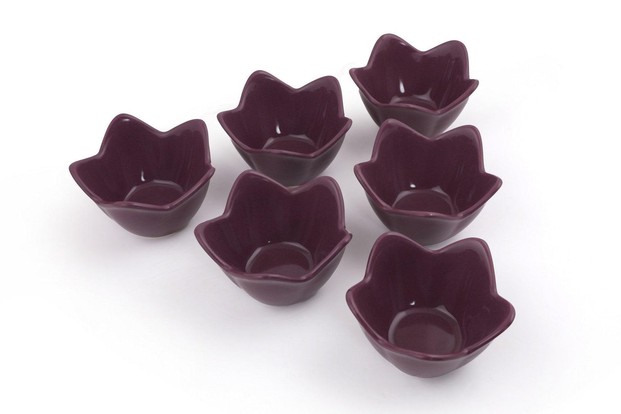 Set boluri ceramice Purple Lily Cookie 12 Cm 6 Pieces, Violet, 12x7.5x7.5 cm