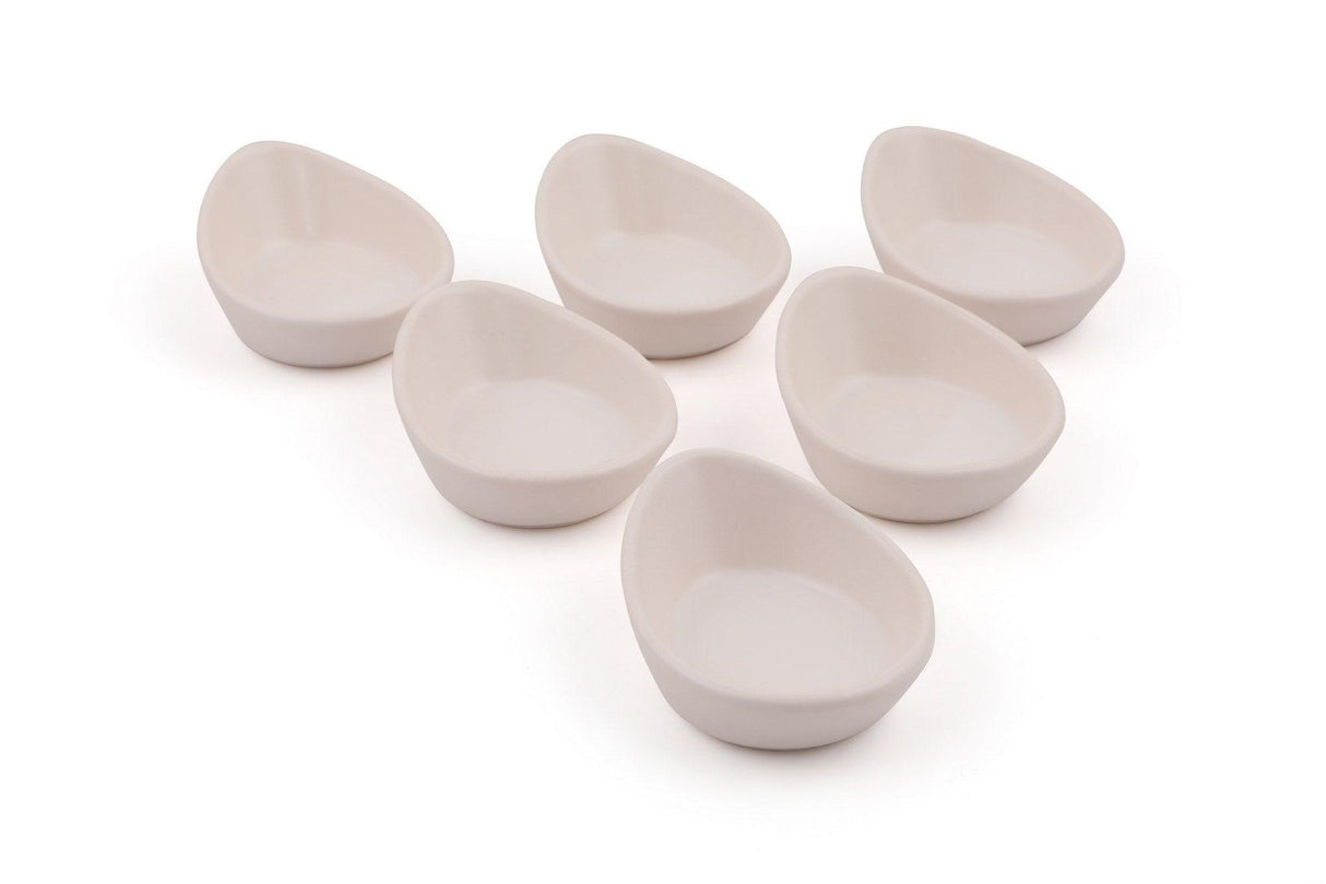 Set farfurii cu sos Sauce Plate Set Mini Gondola Matte Off-White Snack / Sauce 8 Cm 6 Pieces, Alb Mat, 17x9x12 cm