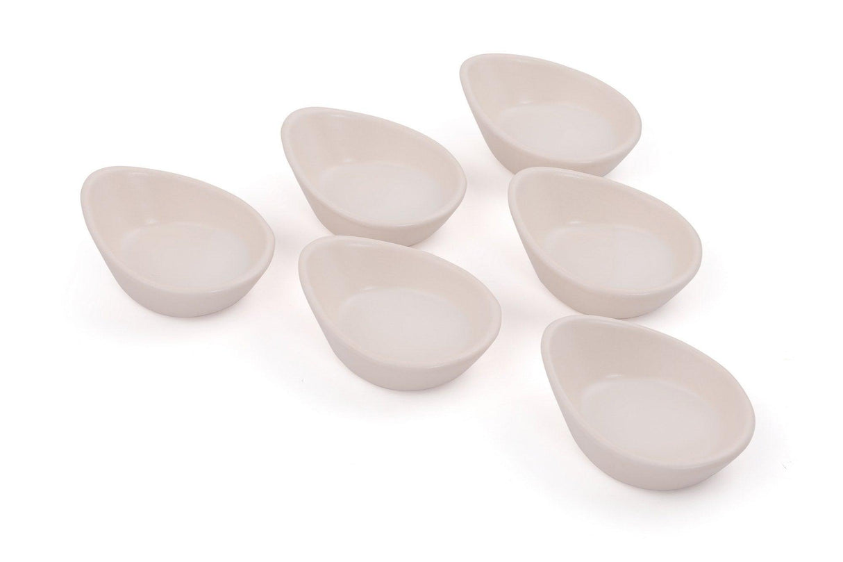 Set farfurii cu sos Sauce Plate Set Mini Gondola Matte Off-White Snack / Sauce 8 Cm 6 Pieces, Alb Mat, 17x9x12 cm