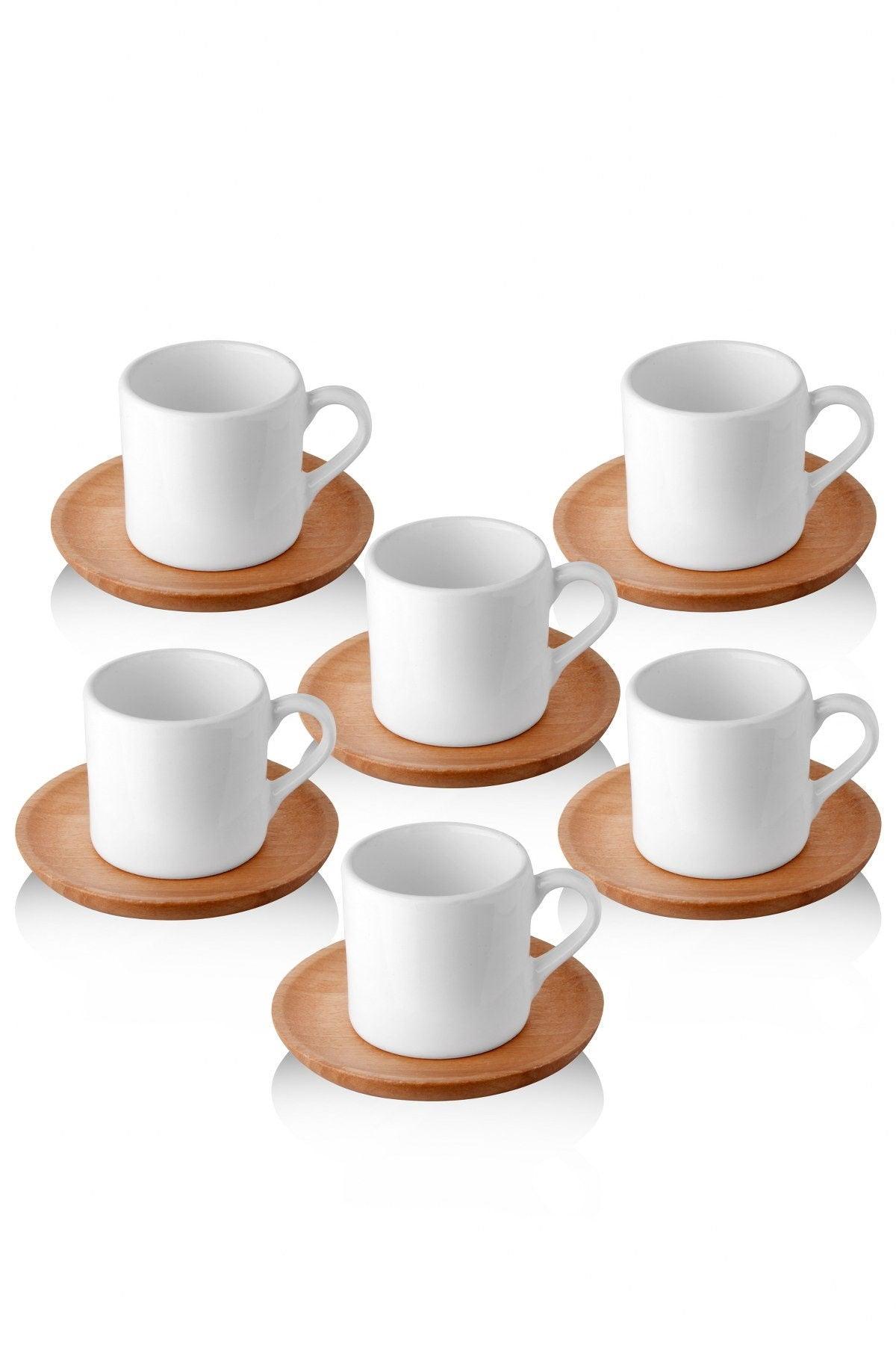 Set cești de cafea, Alb, 13x7x33 cm