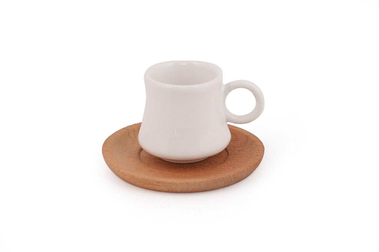 Set cești de cafea, Alb, 13x7x33 cm