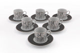 Set cești de cafea, Alb, 28x7x18 cm