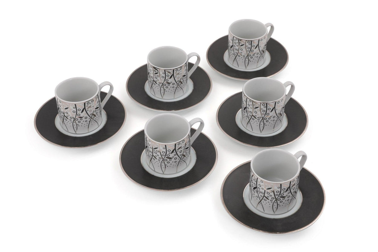 Set cești de cafea, Alb, 28x7x18 cm