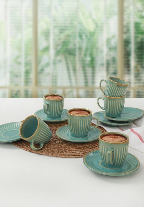 Set cești de cafea, Mare verde, 40x18x21 cm