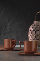 Set cești de cafea, Maro, 22x7x14 cm