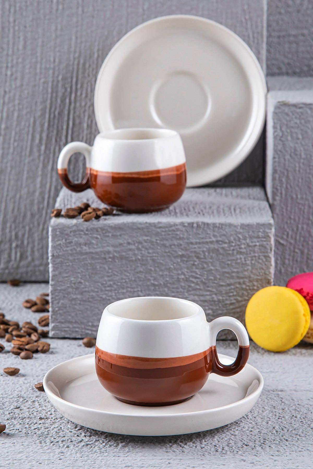 Set cești de cafea, Maro, 7x5x7 cm