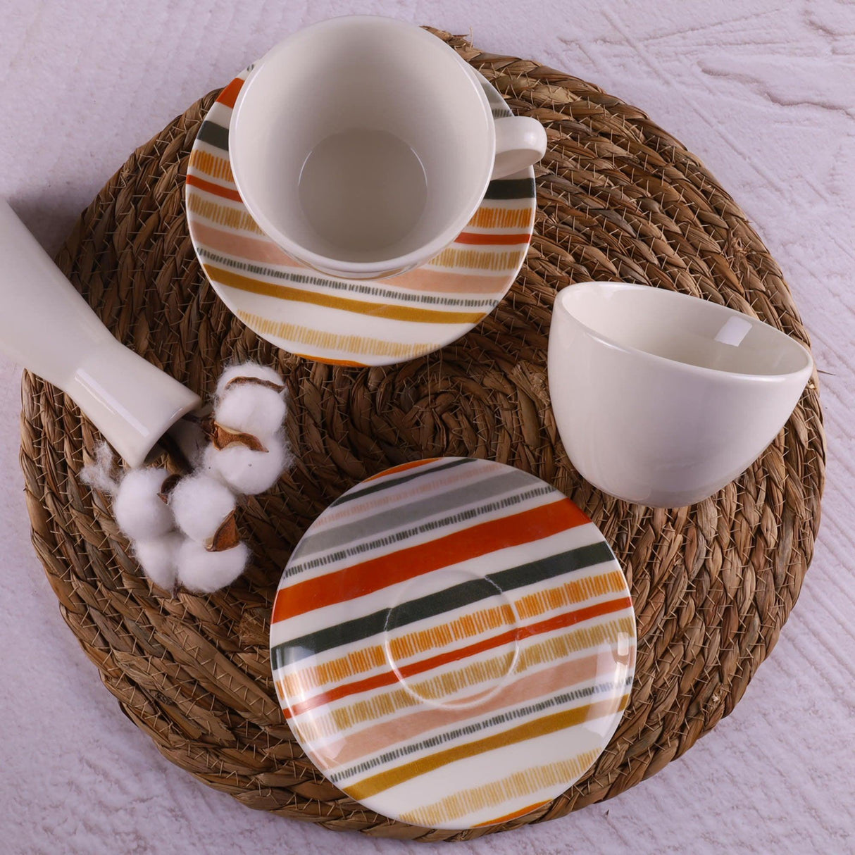 Set cești de cafea, Multicolor, 10.5x3x10.5 cm