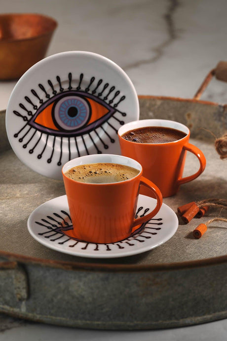 Set cești de cafea, Multicolor, 21.5x6.5x14 cm