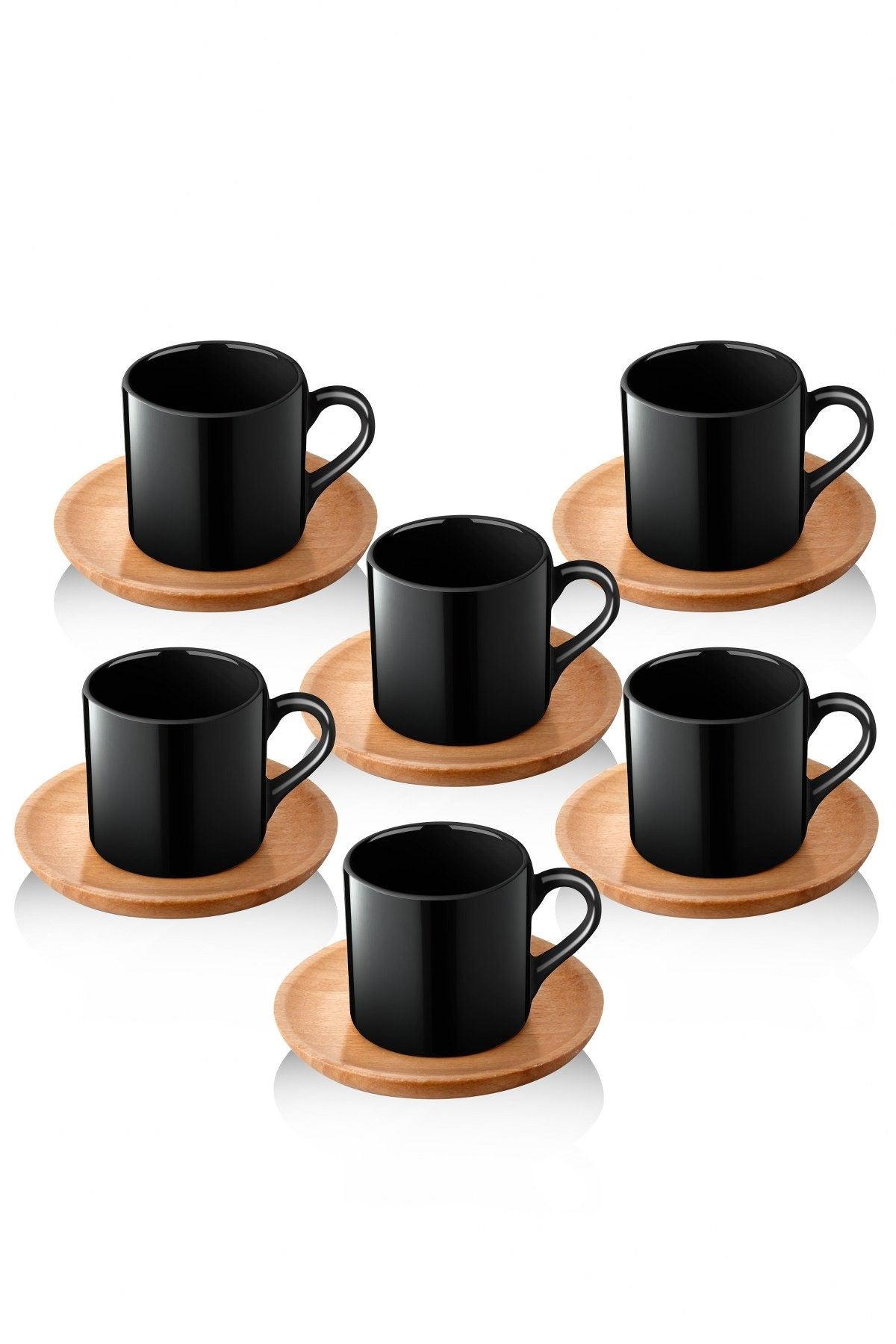 Set cești de cafea, Negru, 13x7x33 cm